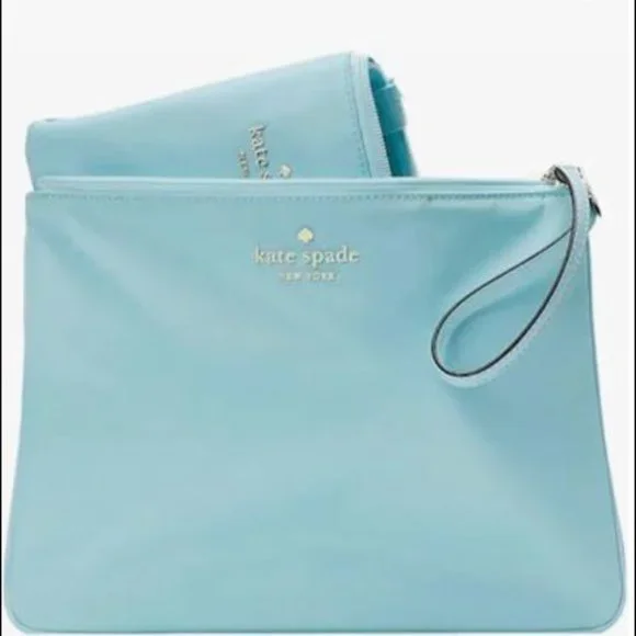 Kate Spade Mel Nylon PACKABLE Tote Aqua Pool Blue - Picture 4 of 12